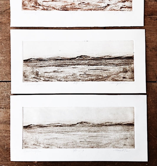 Vintage Desert Landscape Etching