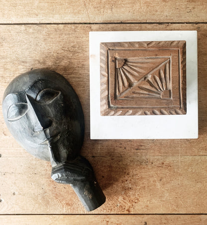 Vintage Carved Wood Sculpture Wall Hanging