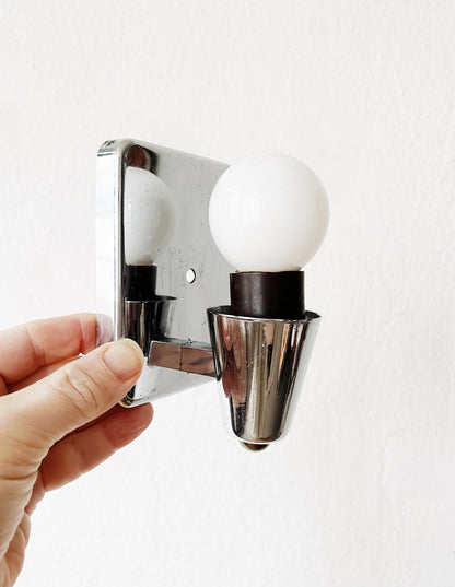 Pair Art Deco Revival Chrome Sconces