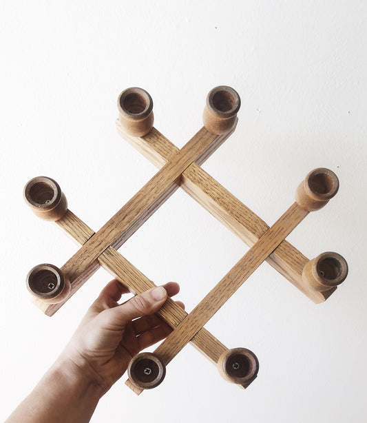 Vintage Wooden Adjustable Candelabra