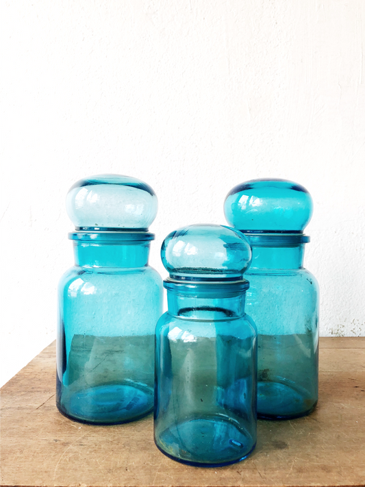 Reserved for JJ Vintage Belgian Glass Apothecary Jars