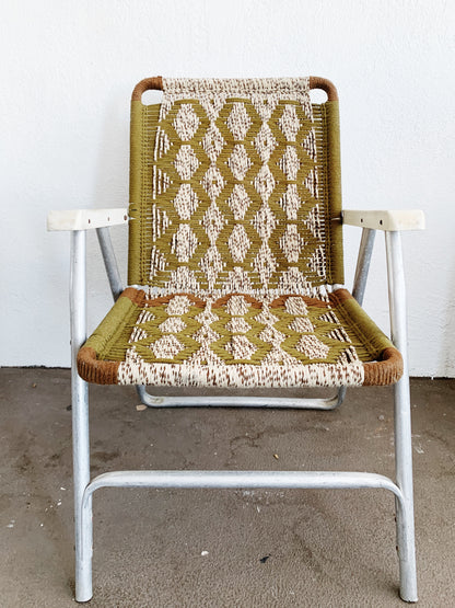 Mid Century Aluminum Macramé Lawn Chair
