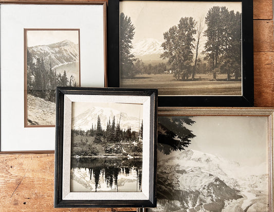 Antique Black and White Framed PNW Mountainscape