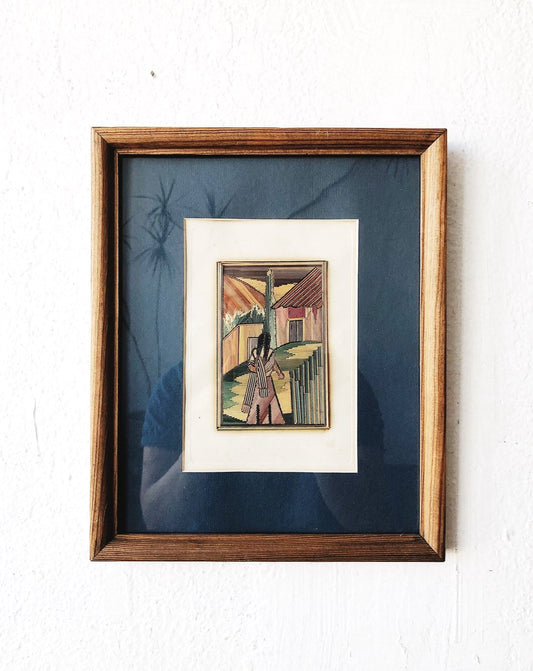 Vintage Straw Art Piece