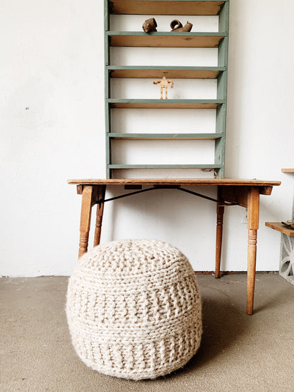 Handknit Wool Pouf
