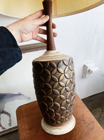 Mid Century Pottery Lamp with Shade