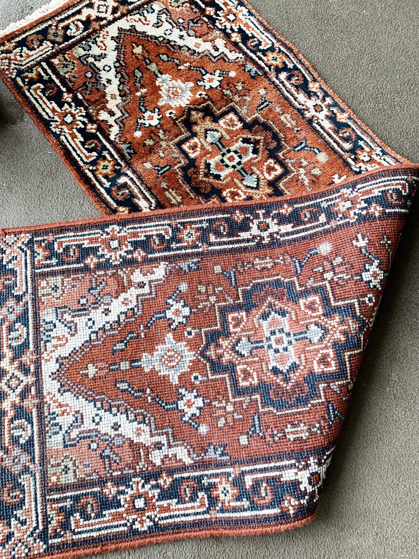 Vintage Heriz Thick Pile Wool Runner Iran