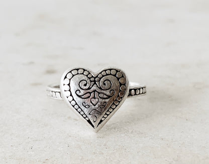Vintage Sterling Silver Heart Ring