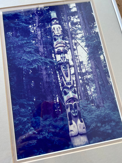 Vintage Framed Totem Pole Photo