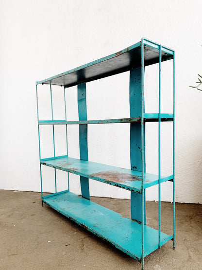 Mid Century Turquoise Metal Shelf