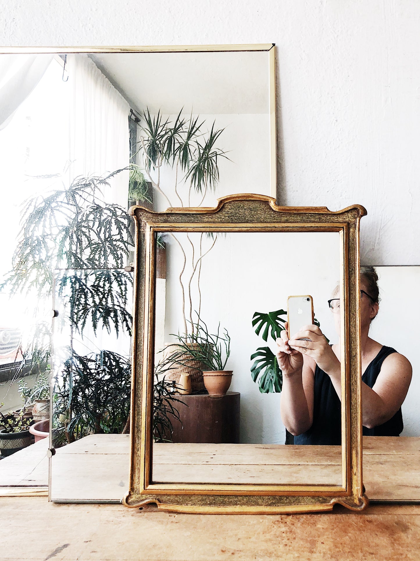 Vintage Wood Framed Mirror