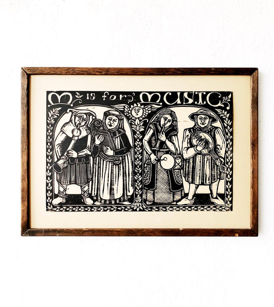 Vintage Medieval Rubbing Lithograph