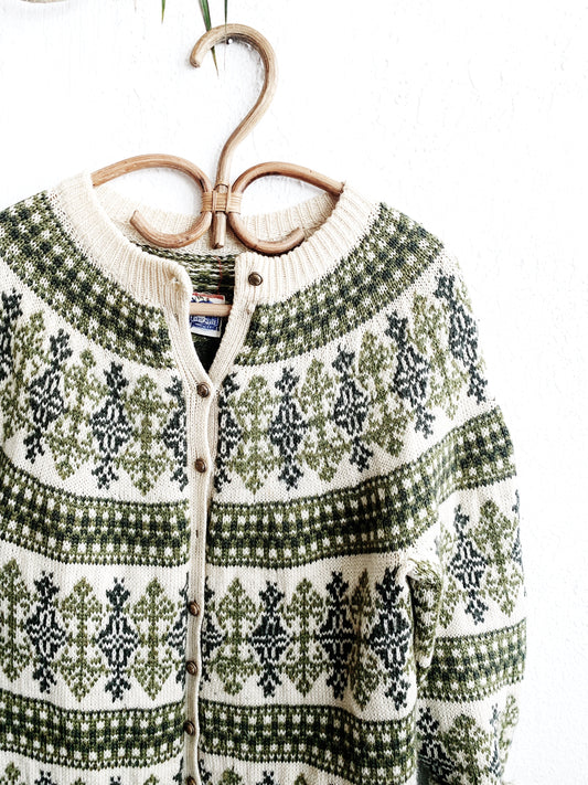 Vintage Wool Hand Knit Cardigan Denmark