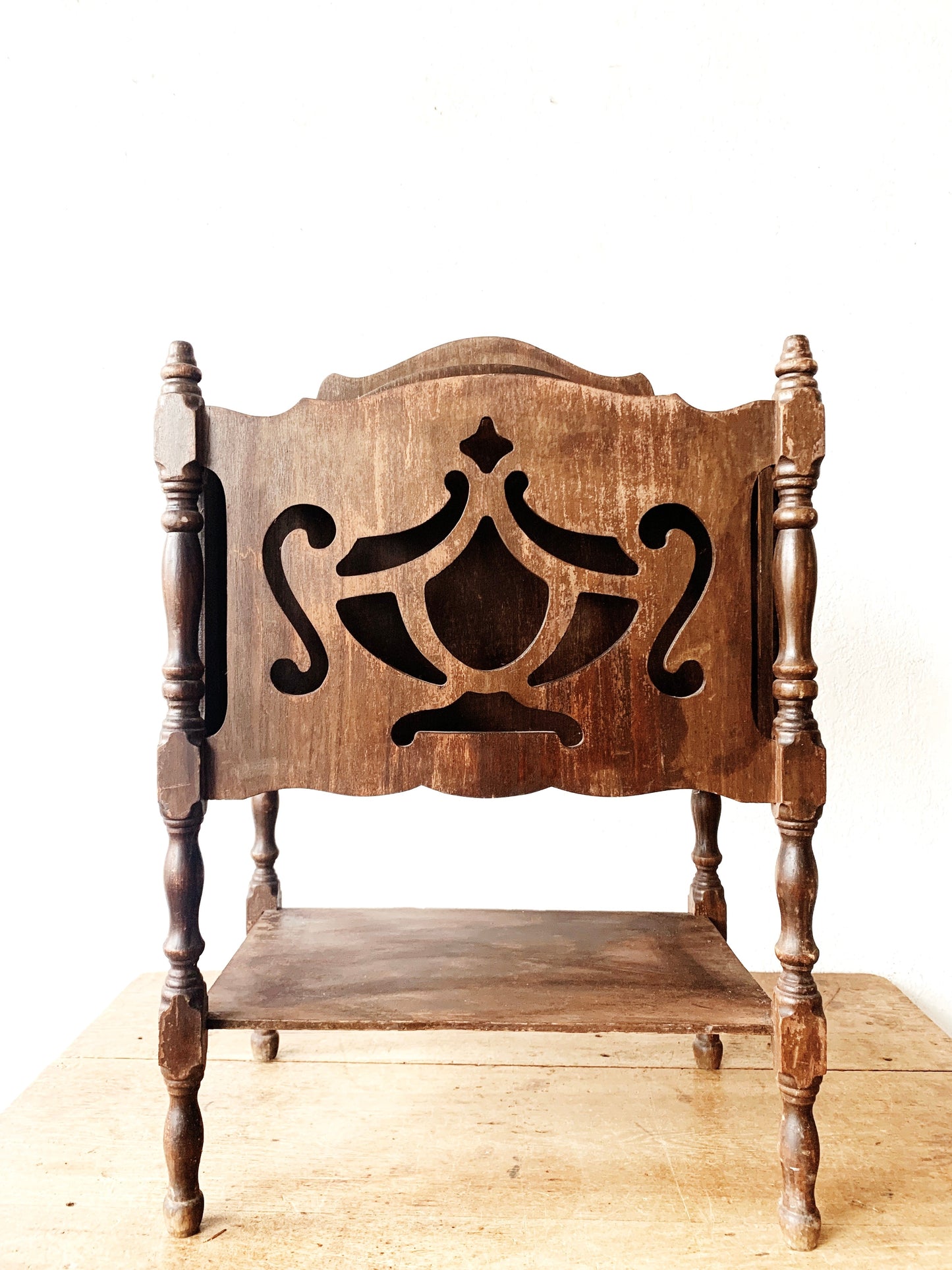 Antique Eastlake Wood Magazine or Record Stand