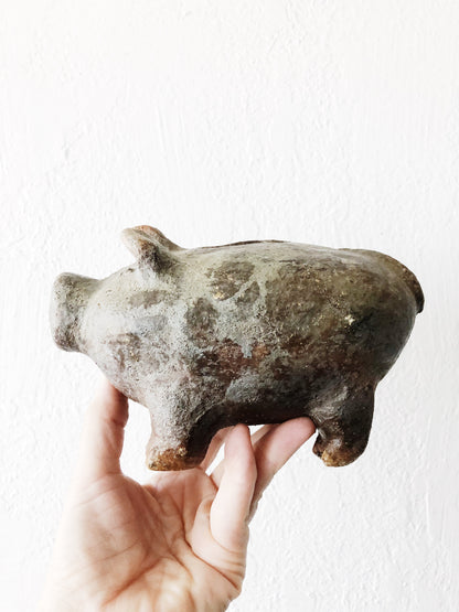 Vintage Primitive Clay Piggy Bank