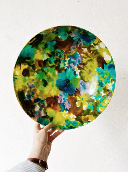 Mid Century Floral Fiberglass Serving Bowl