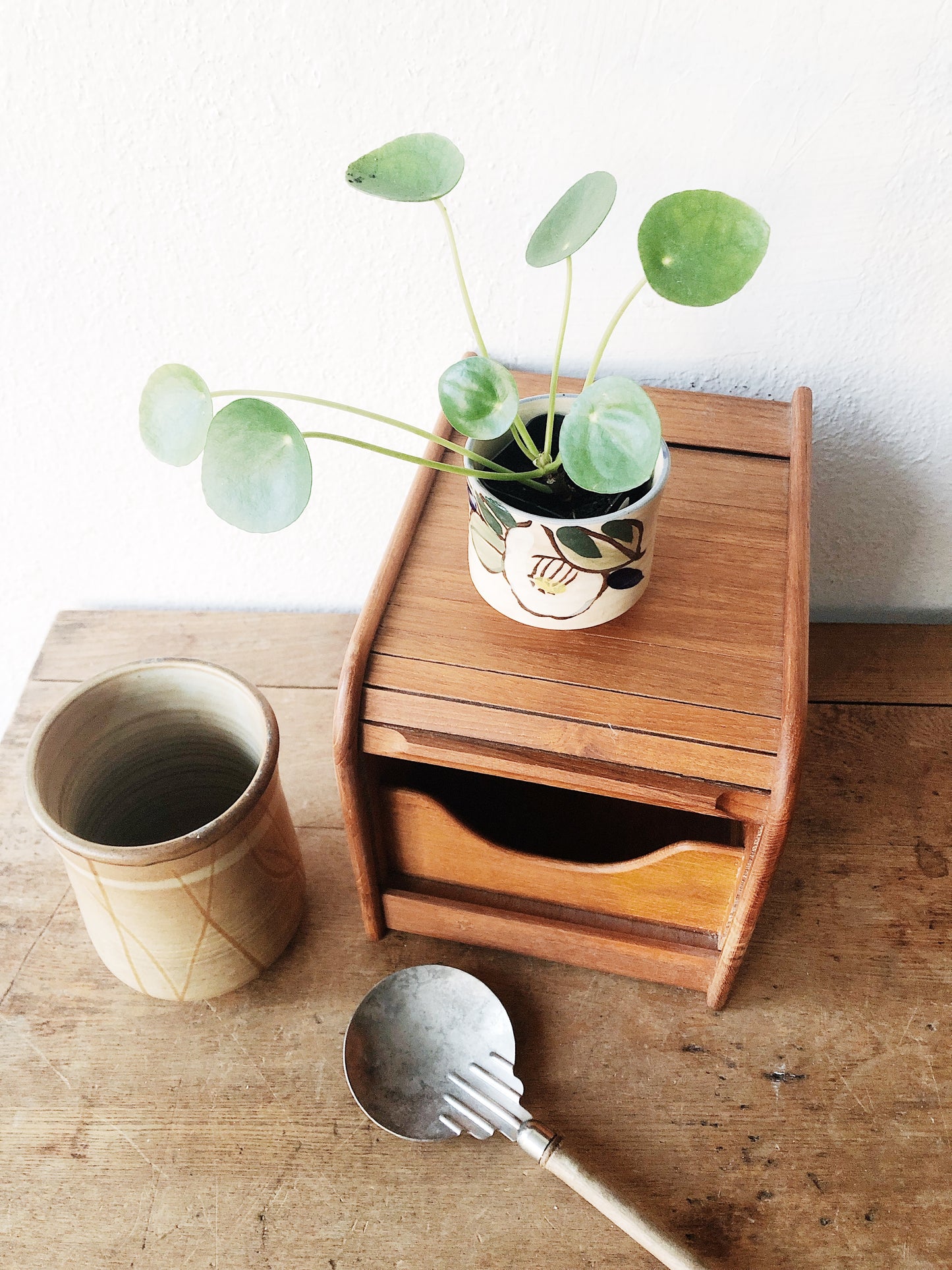 Vintage Teak Tambour Box