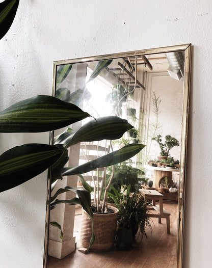 Vintage Full Length Brass Mirror