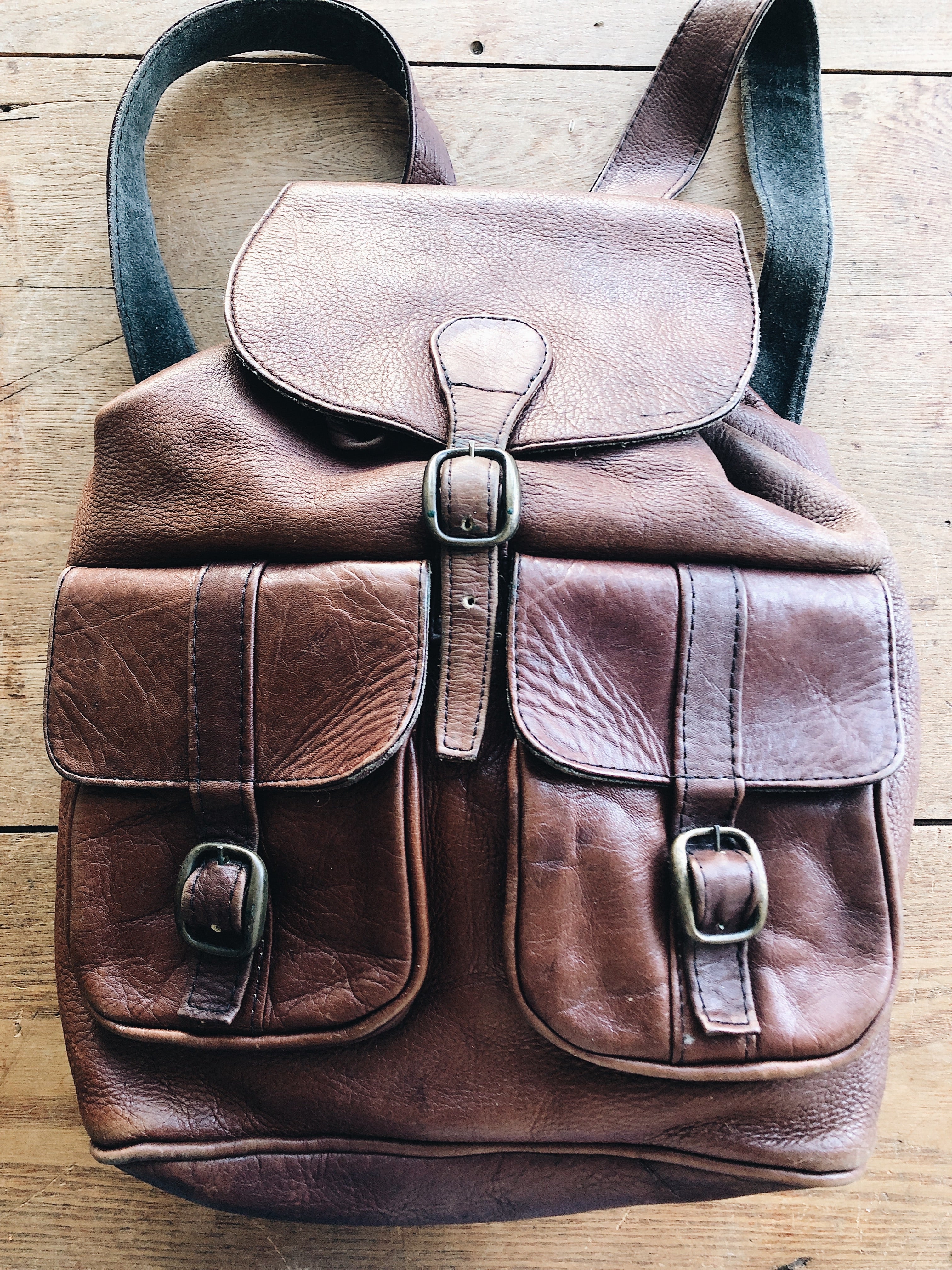 Vintage Columbian Leather Backpack - Thumbnail 2