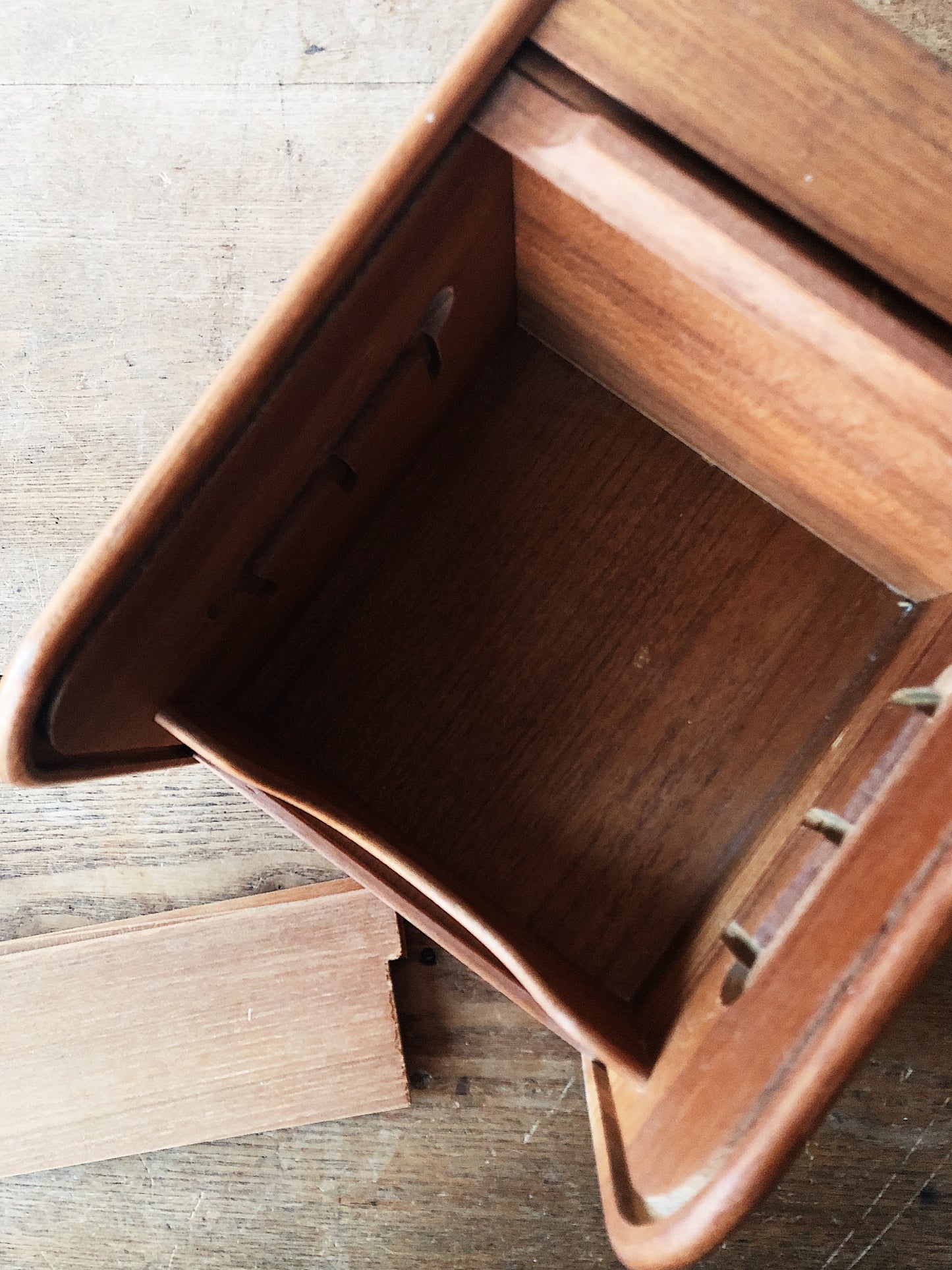 Vintage Teak Tambour Box