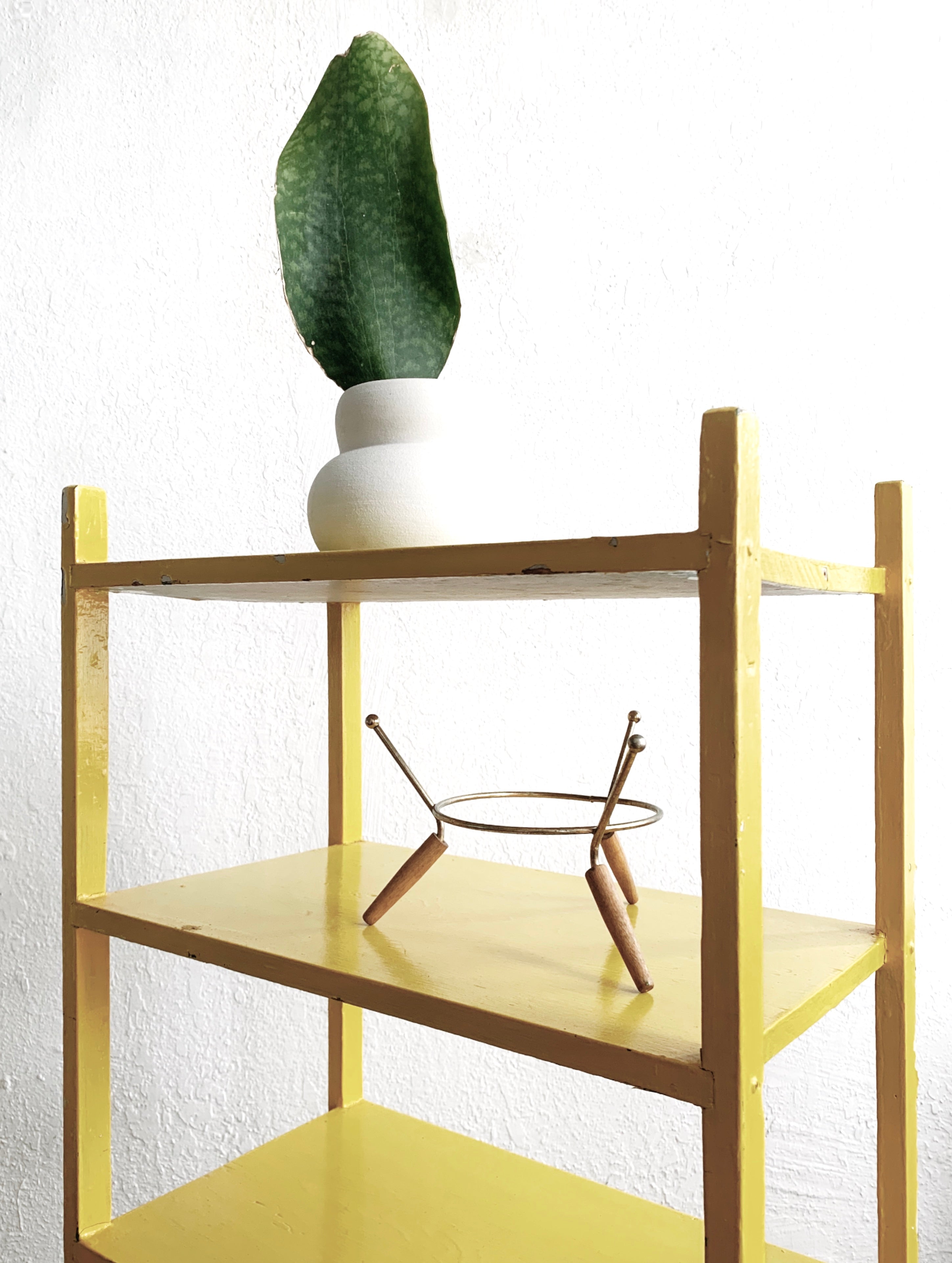 Sunny Yellow Vintage Wood Shelf - Thumbnail 2