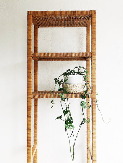 Vintage Bamboo Wrapped Shelf