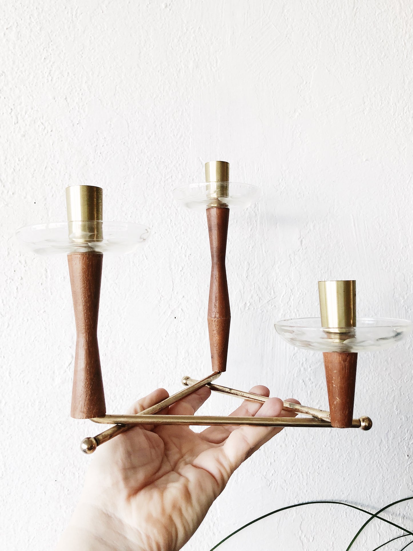 Mid Century Teak Candelabra