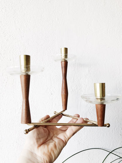 Mid Century Teak Candelabra