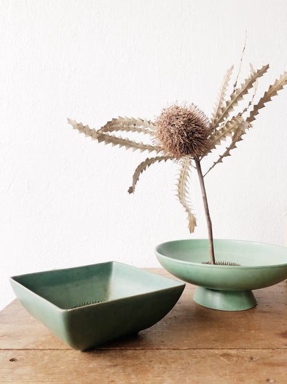 Vintage Turquoise Square Ceramic Ikebana Planter