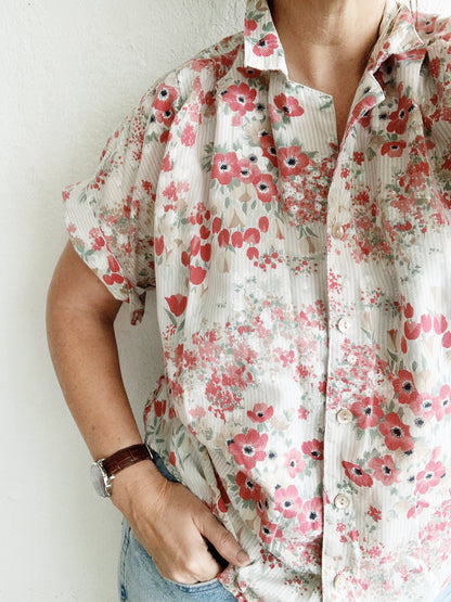 Vintage Floral Cotton Button Up