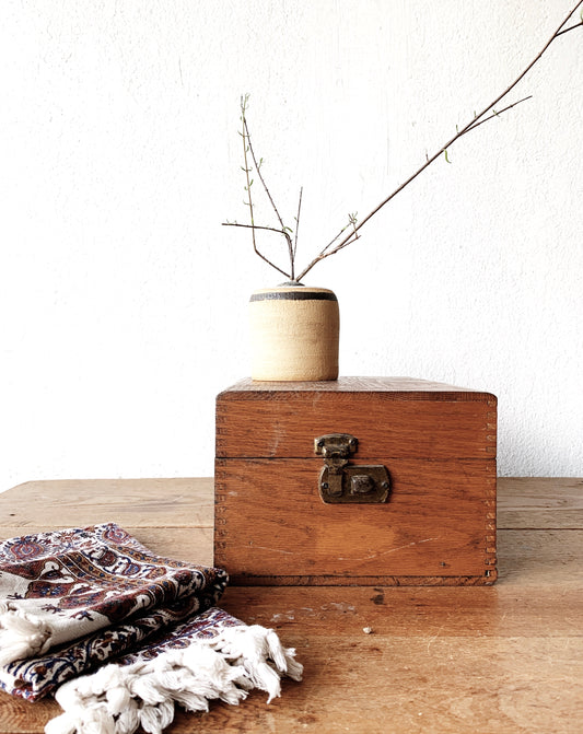 Vintage Wood Box with Brass Pop Lock