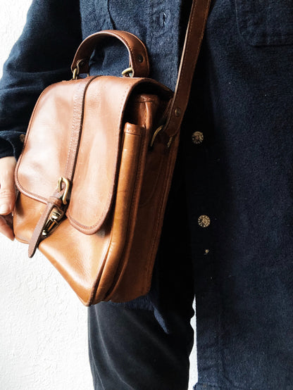Vintage Bass Leather Cross Body Satchel