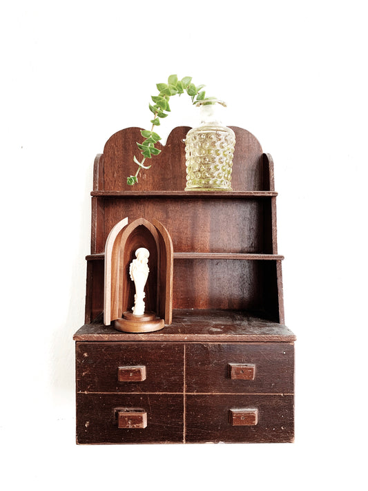 Antique Wood Shelf with Drawer
