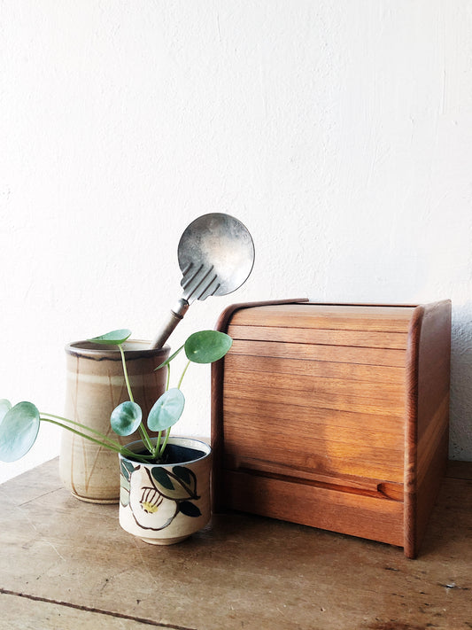 Vintage Teak Tambour Box