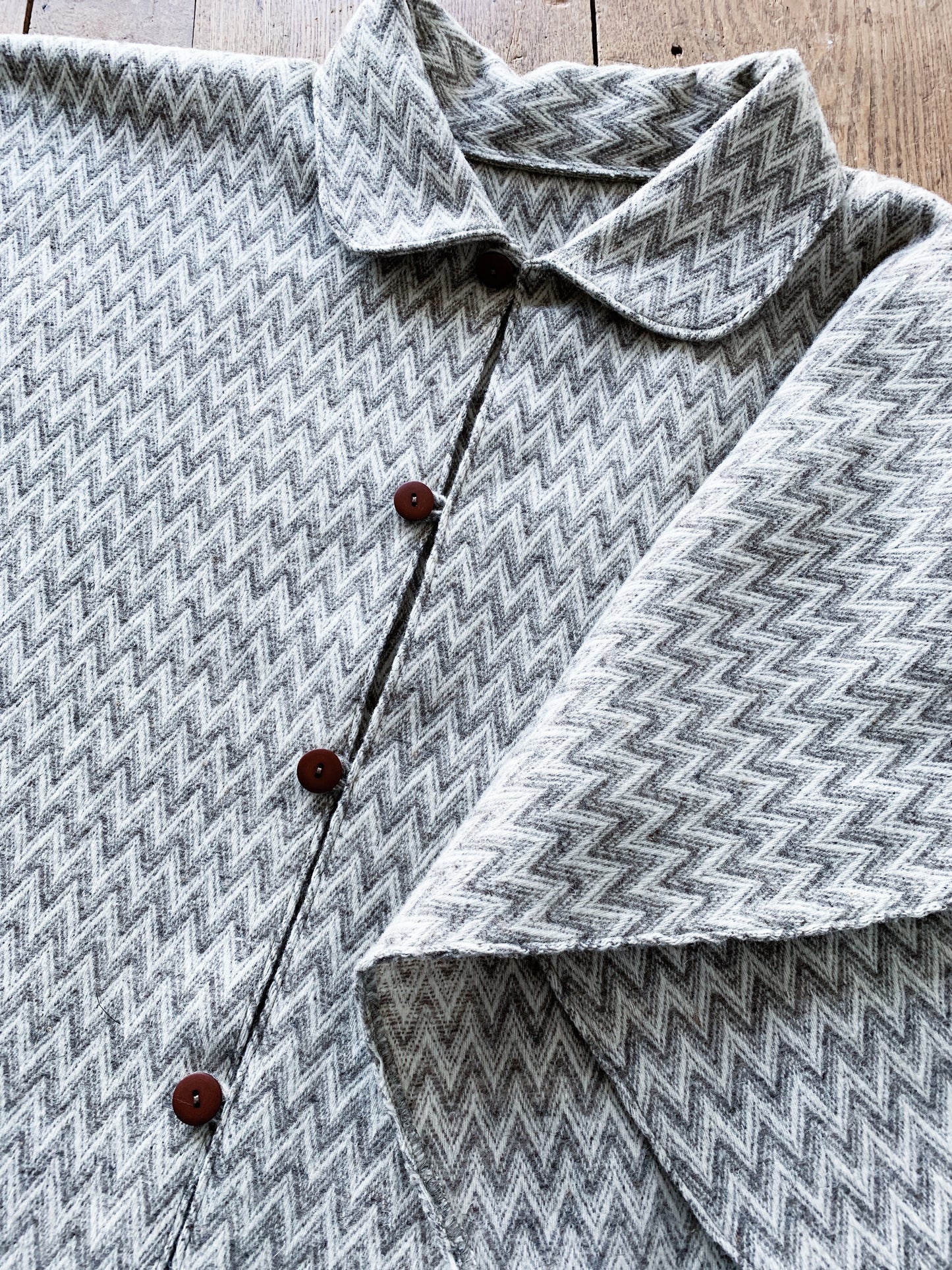 Vintage Chevron Wool Poncho