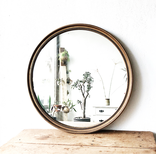 Vintage Gold Leaf Round Mirror