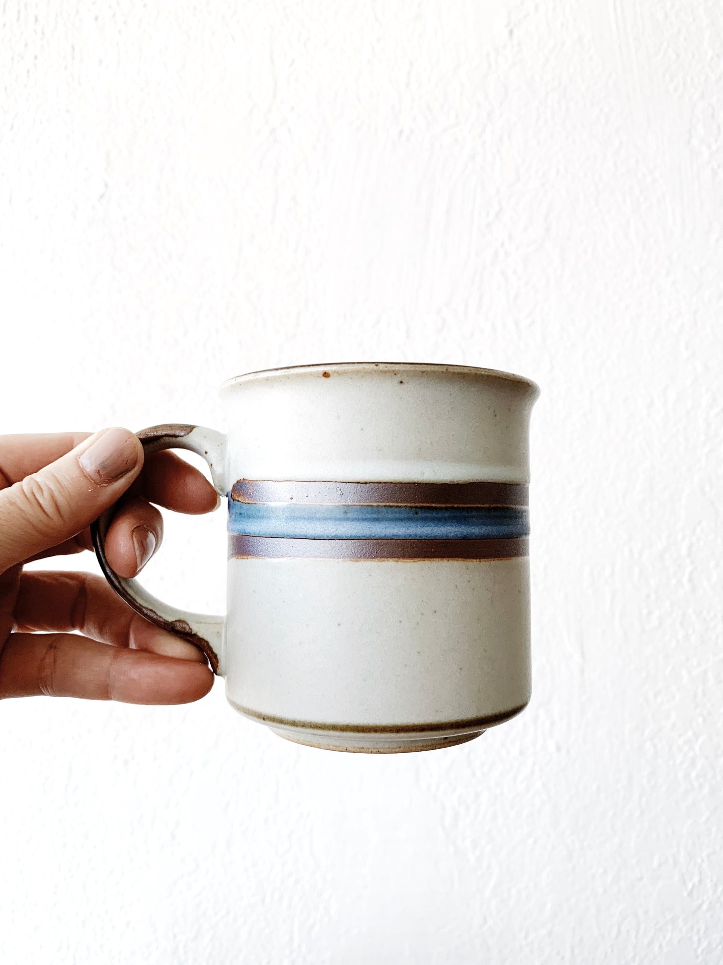 Vintage Otigiri Horizon Stoneware Mug and Saucer Set Japan