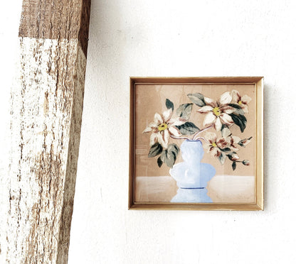 Vintage Mixed Media Floral Painting