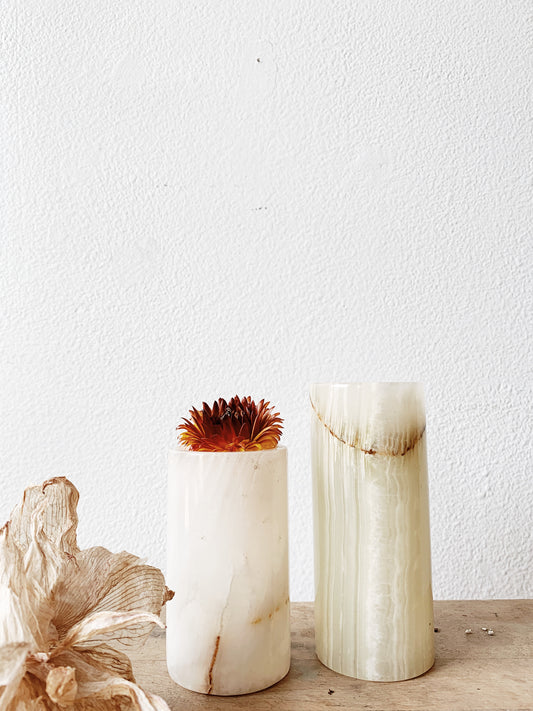 Vintage Marble Votive Holder Pair