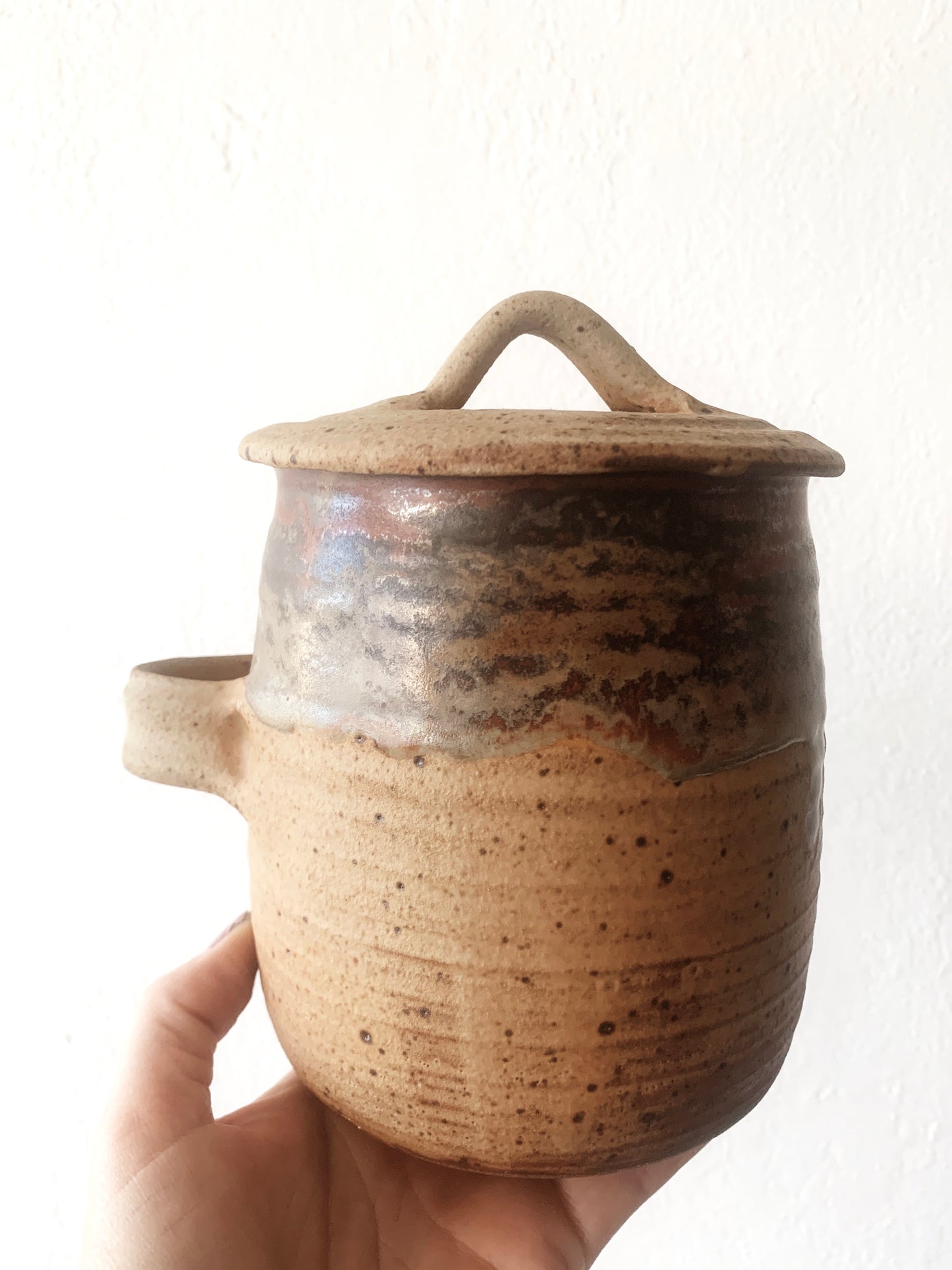Vintage Lidded Pottery Canister