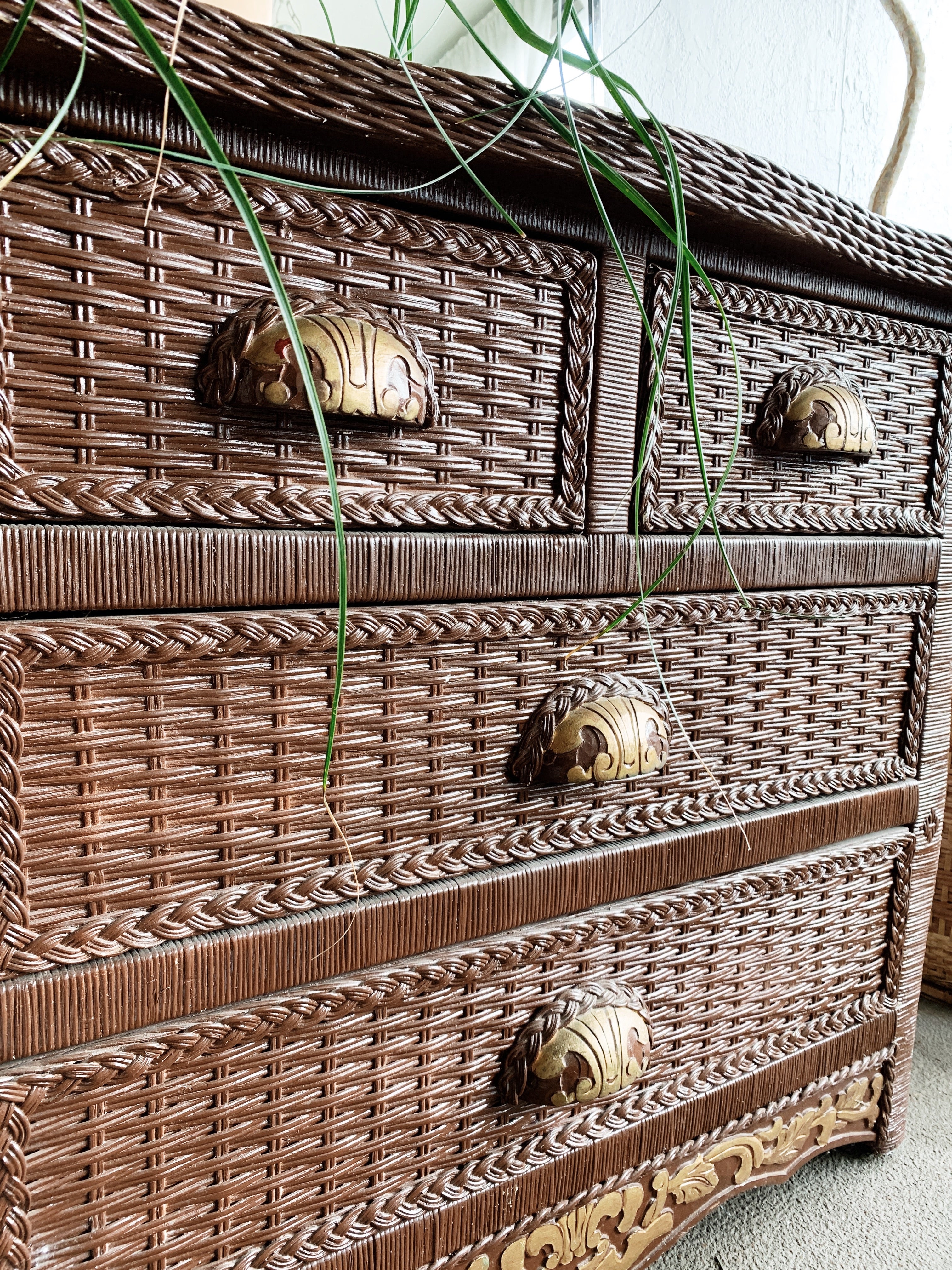 Vintage Wood Framed Chest of Drawers - Thumbnail 3