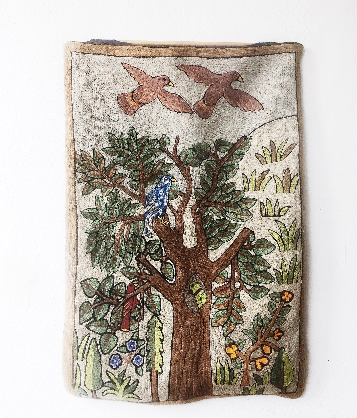 Vintage Tree of Life Crewel Textile