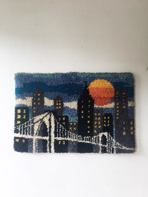 Vintage Cityscape Latch Wall Hanging