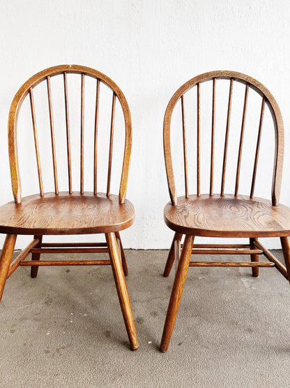 Pair Vintage Oak Shaker Style Chairs