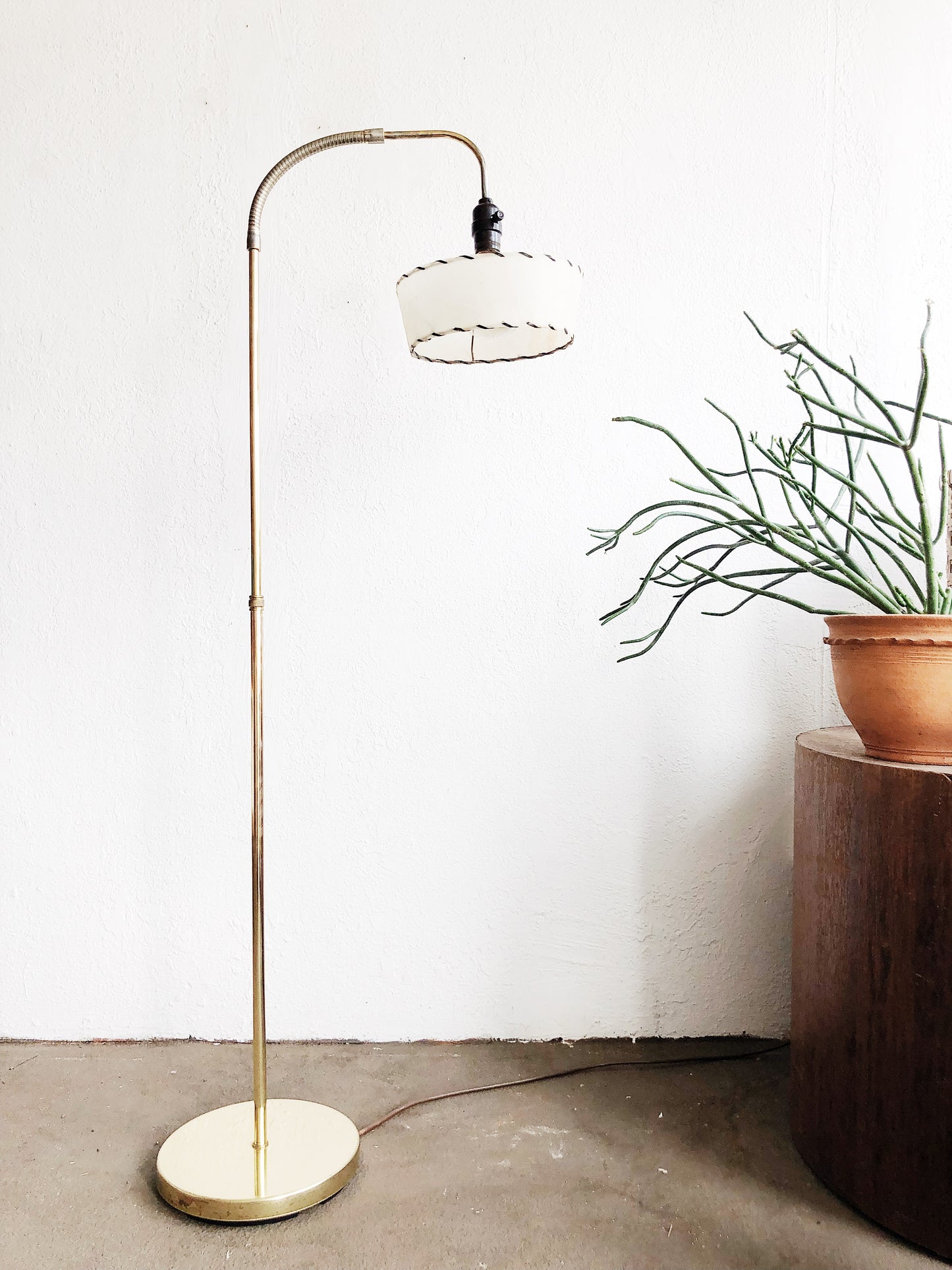 Vintage Brass Gooseneck Floor Lamp