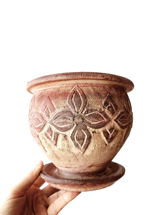 Terra Cotta Pot with Integrated Tray