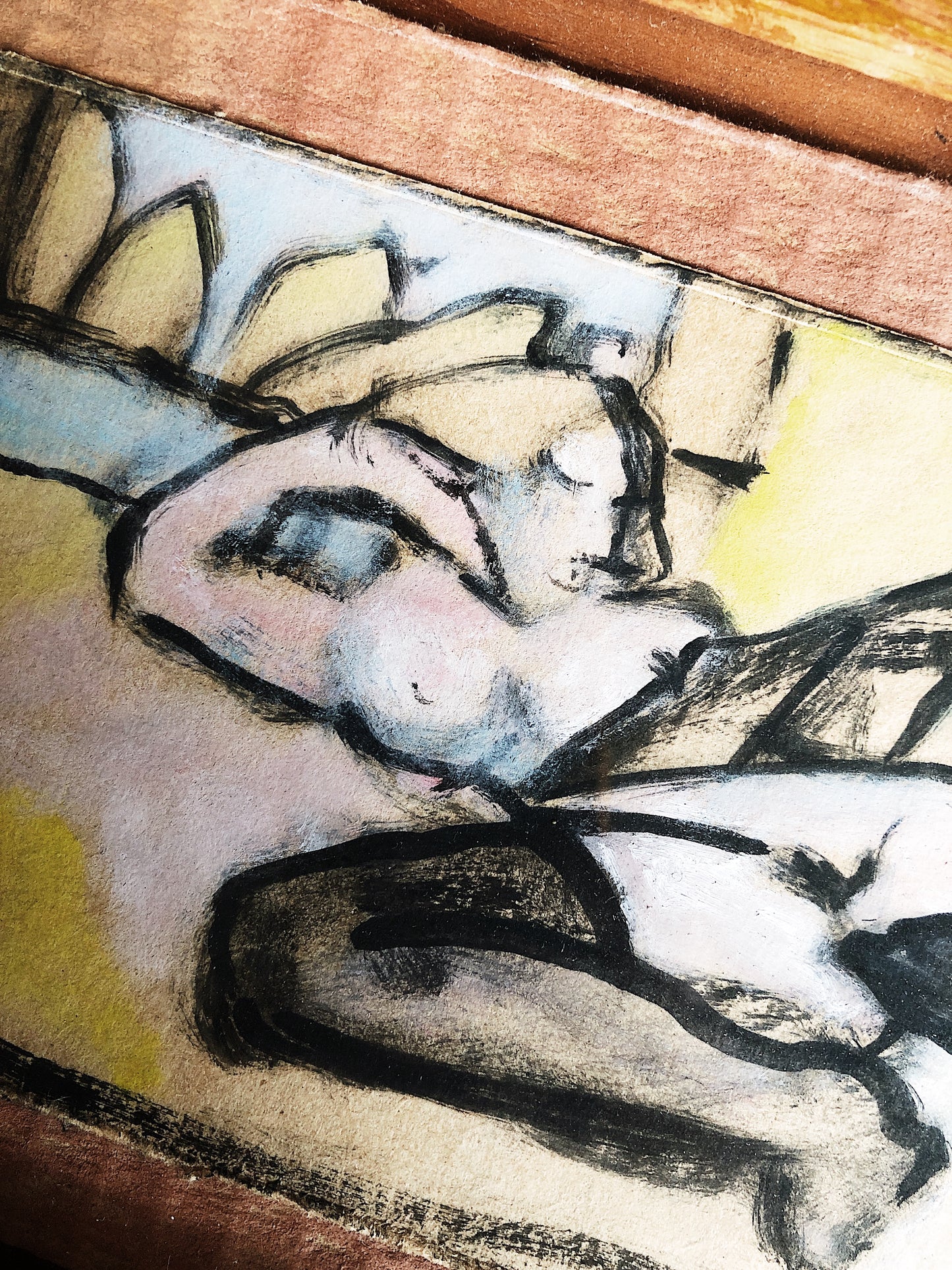 Original Nude Pastel in Antique Frame