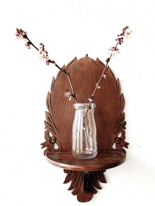 Vintage Carved Wood Wall Shelf