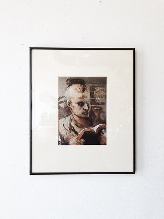 Vintage Framed Lithograph ‘Le Liseur’