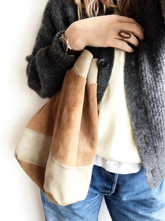 Vintage Suede Tote Bag